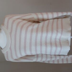 Madewell Pickford Pullover Women's Sweater Cream and Pink Stripe Size Large